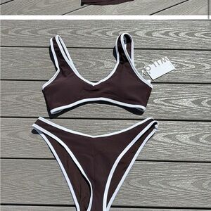 Brown and White Women's Bikini Set